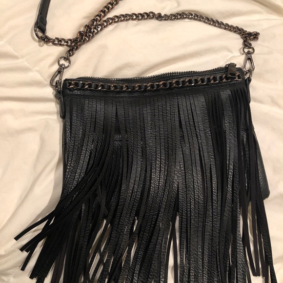 Bags Black Leather Fringe Crossbody Bag Poshmark